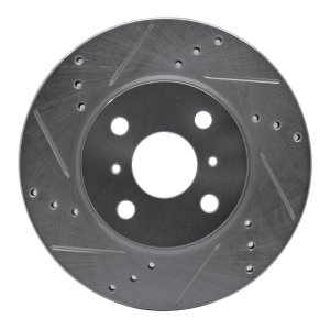 Scion iQ Brake Rotor (1) - Front Left - R1 Concepts - Drilled & Slotted - Silver - `12-`15
